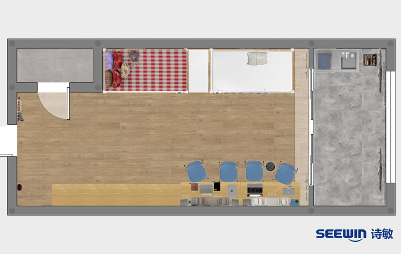 學(xué)校宿舍-海島上下床B平面圖