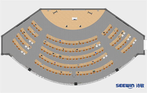 階梯教室-范希弧形臺(tái)面平面圖